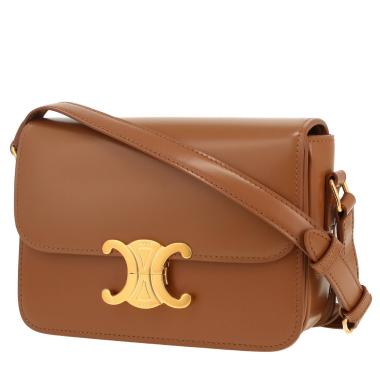 Celine  Triomphe Teen shoulder bag  in brown leather