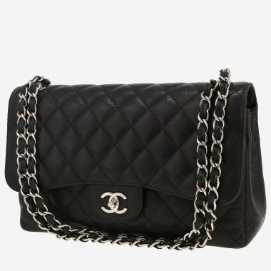 Sac bandoulière Chanel  Timeless Jumbo en cuir grainé matelassé noir