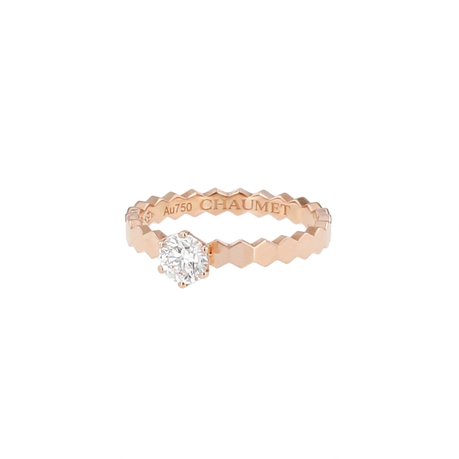 Chaumet Bee my Love solitaire ring in pink gold and diamond