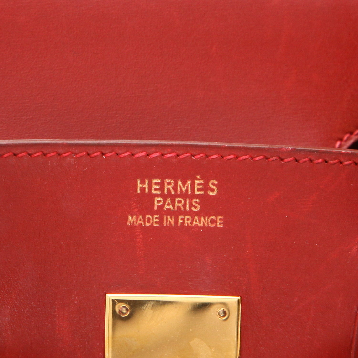 Hermès  Birkin 35 cm handbag  in red box leather - Detail D2