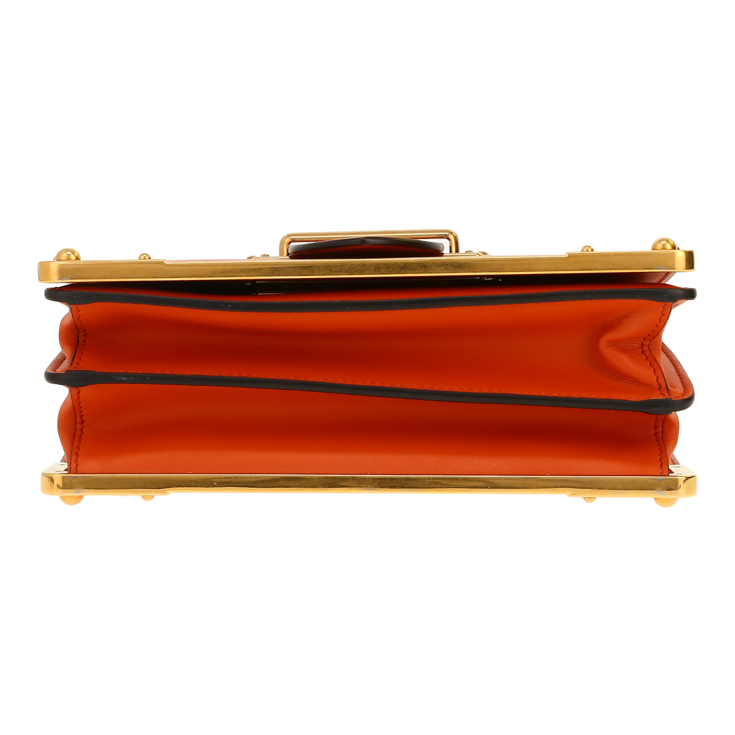 Bolso bandolera Prada  Cahier en cuero naranja - Detail D1