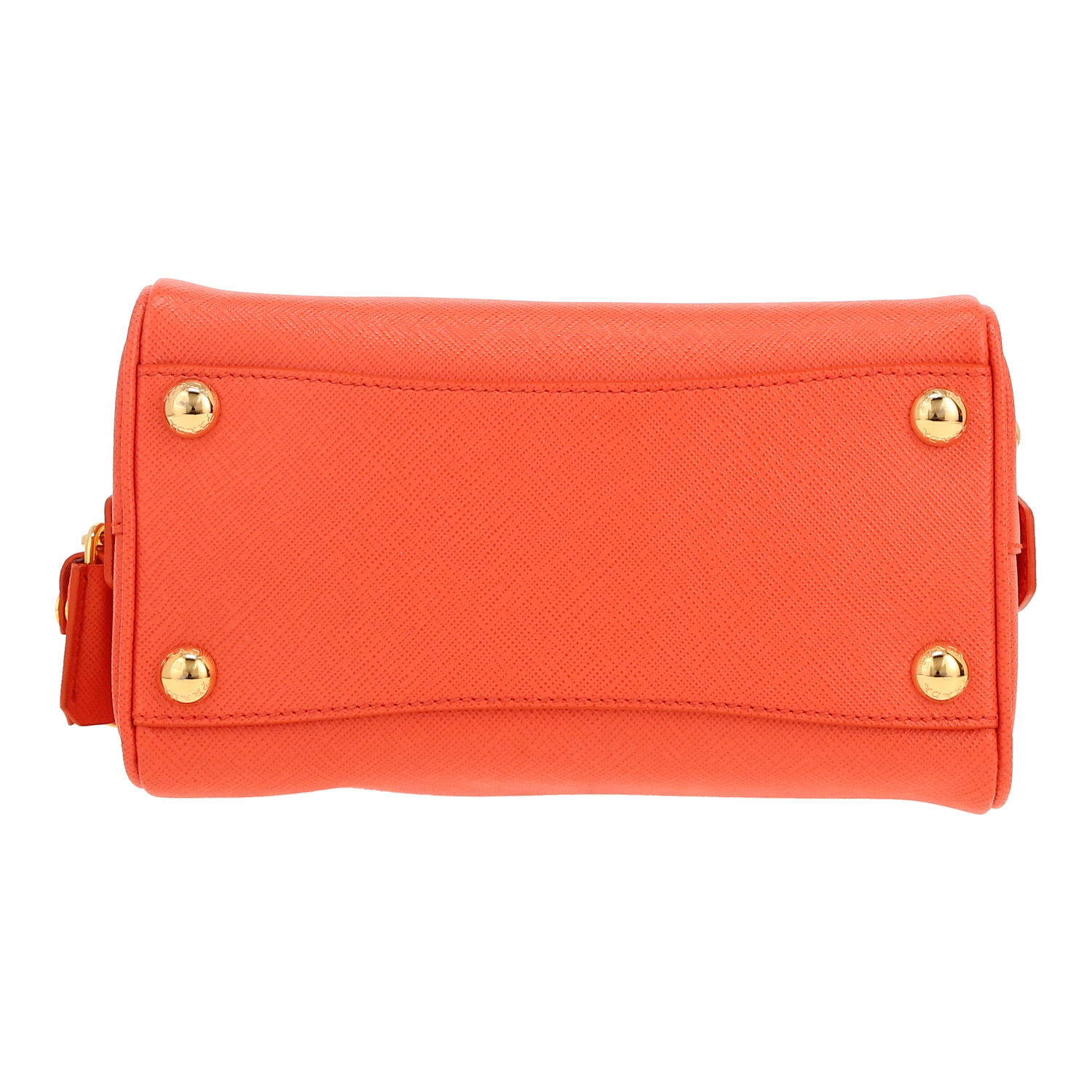 Prada  Bauletto small model  handbag  in orange leather saffiano - Detail D1