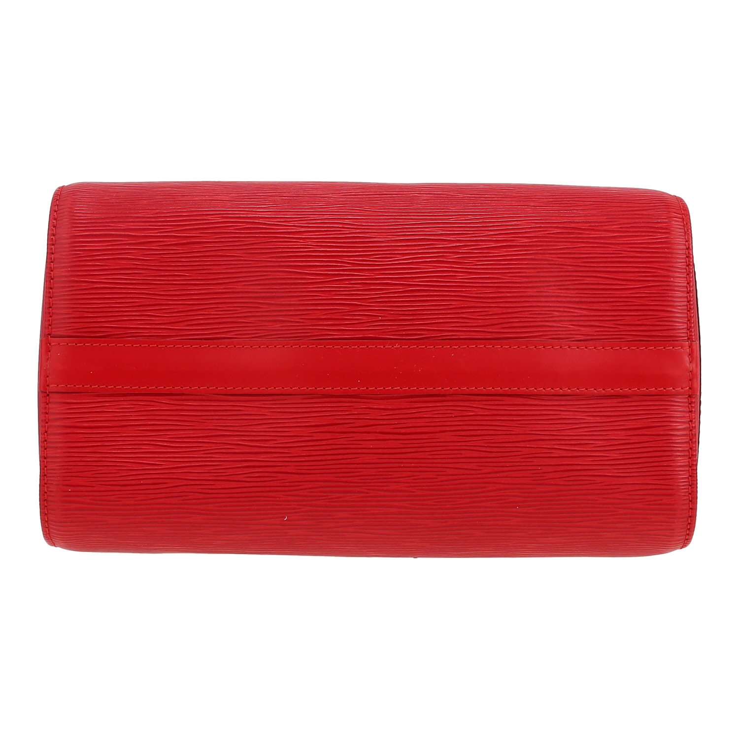 Sac à main Louis Vuitton  Speedy 25 en cuir épi rouge - Detail D1