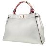 Fendi  Peekaboo Selleria medium model  handbag  in silver grained leather - 00pp thumbnail