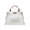 Fendi  Peekaboo Selleria medium model  handbag  in silver grained leather - 360 thumbnail