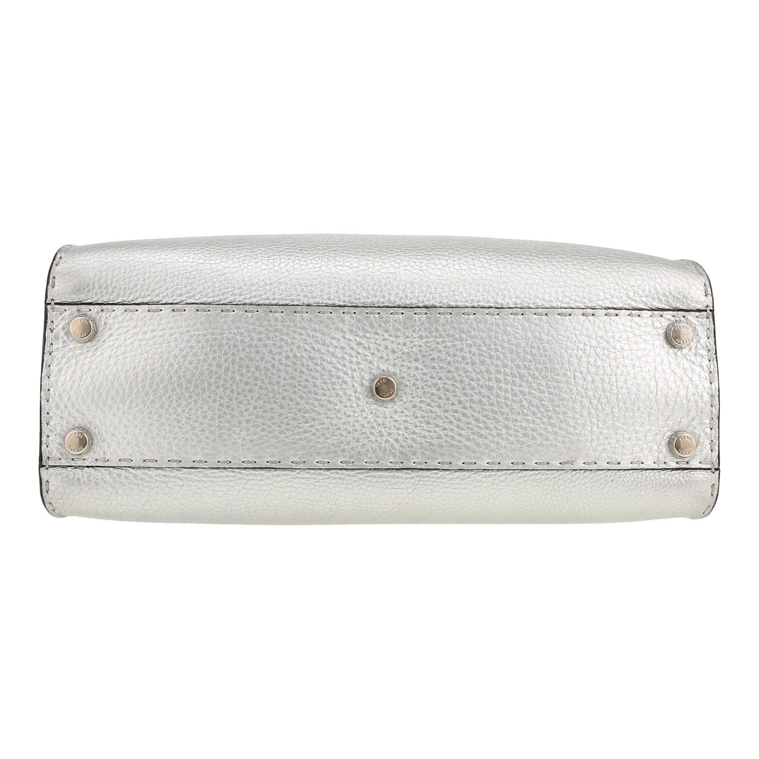Fendi  Peekaboo Selleria medium model  handbag  in silver grained leather - Detail D1