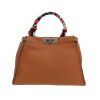 Fendi  Peekaboo medium model  shoulder bag  in brown grained leather - 360 thumbnail
