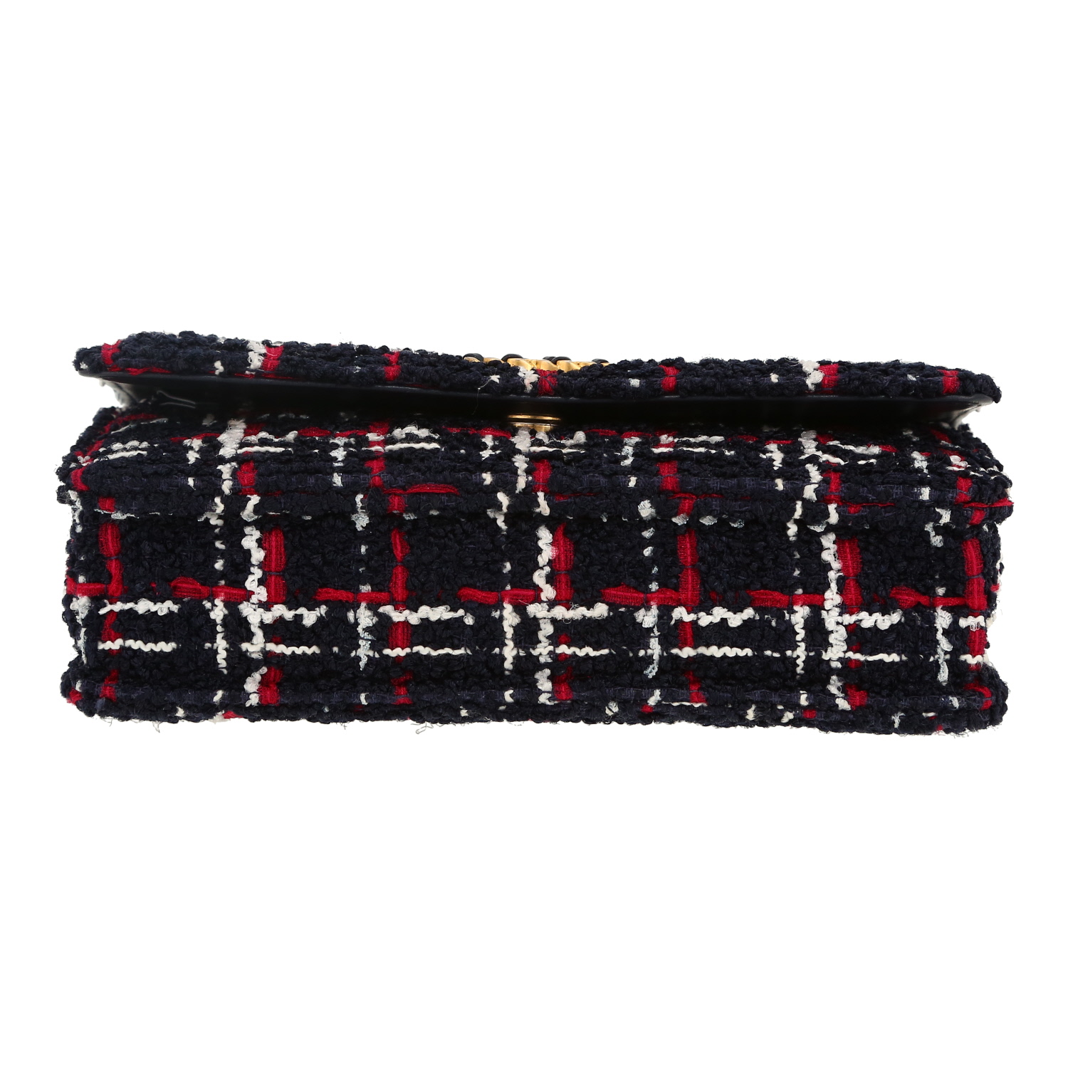 Chanel  Wallet on Chain 19 shoulder bag  in navy blue and red tweed - Detail D1