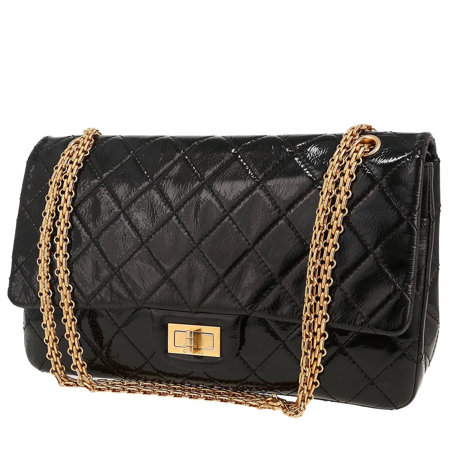 Sac à main Chanel  2.55 en cuir verni matelassé noir