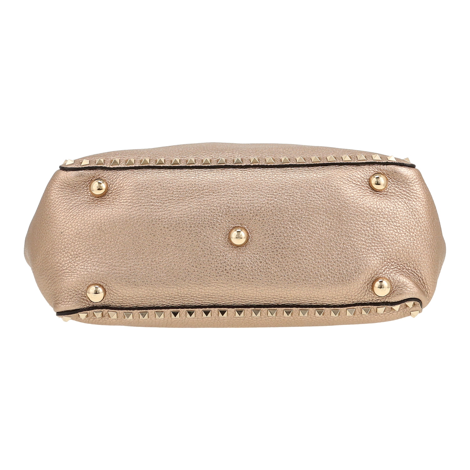 Shopping bag Valentino Garavani  Rockstud in pelle martellata dorata - Detail D1