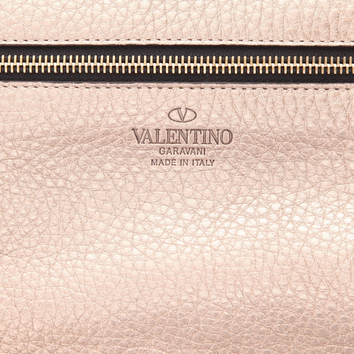 Sac cabas Valentino Garavani  Rockstud en cuir grainé doré - Detail D2