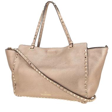Shopping bag Valentino Garavani  Rockstud in pelle martellata dorata