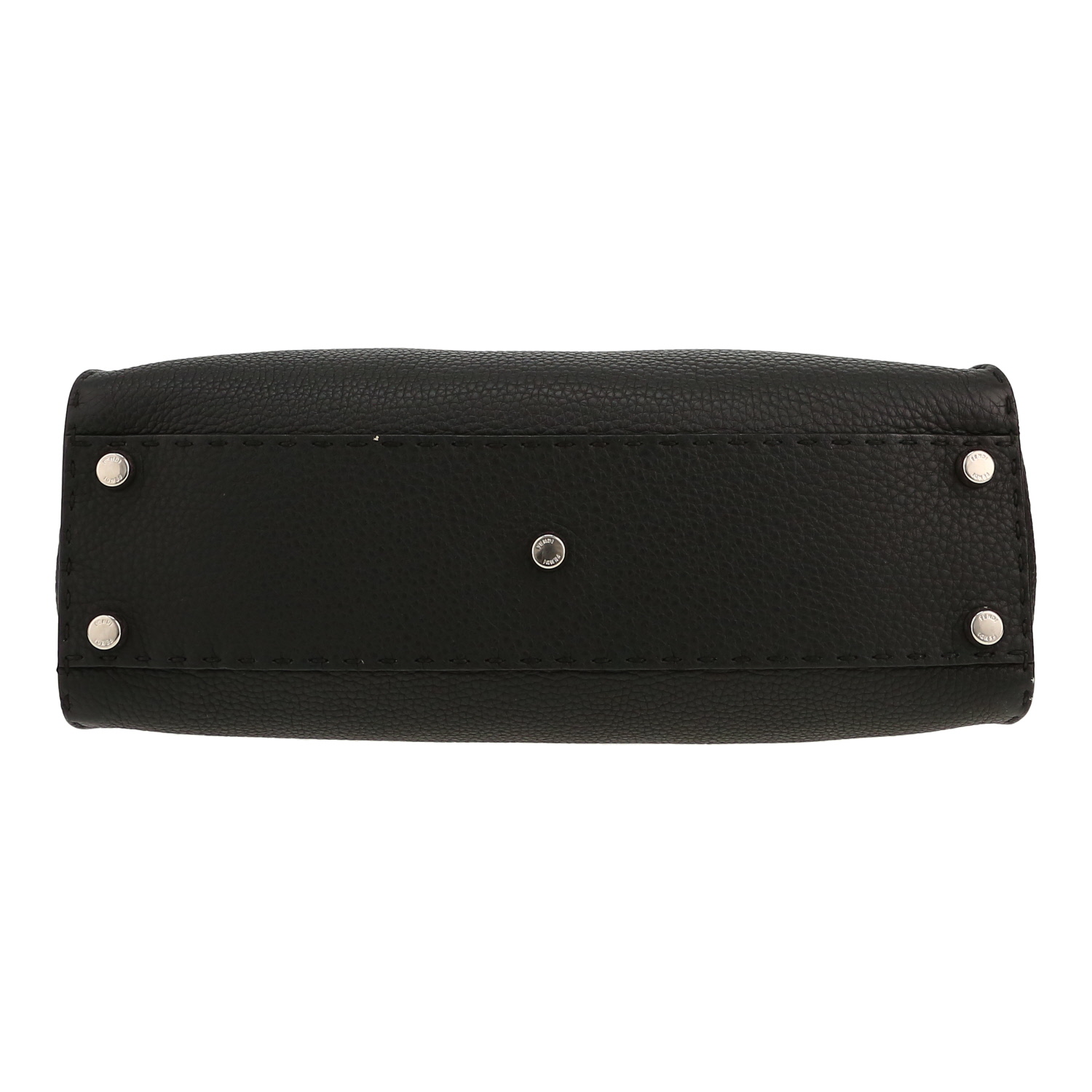 Fendi  Peekaboo Selleria medium model  handbag  in black grained leather - Detail D1