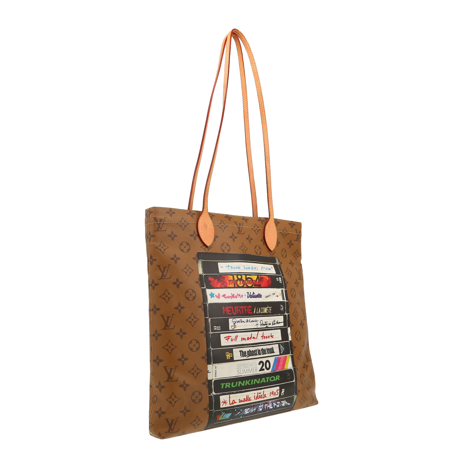 Bolso Cabás Louis Vuitton  Carry It en lona Monogram marrón y cuero natural - Detail D4