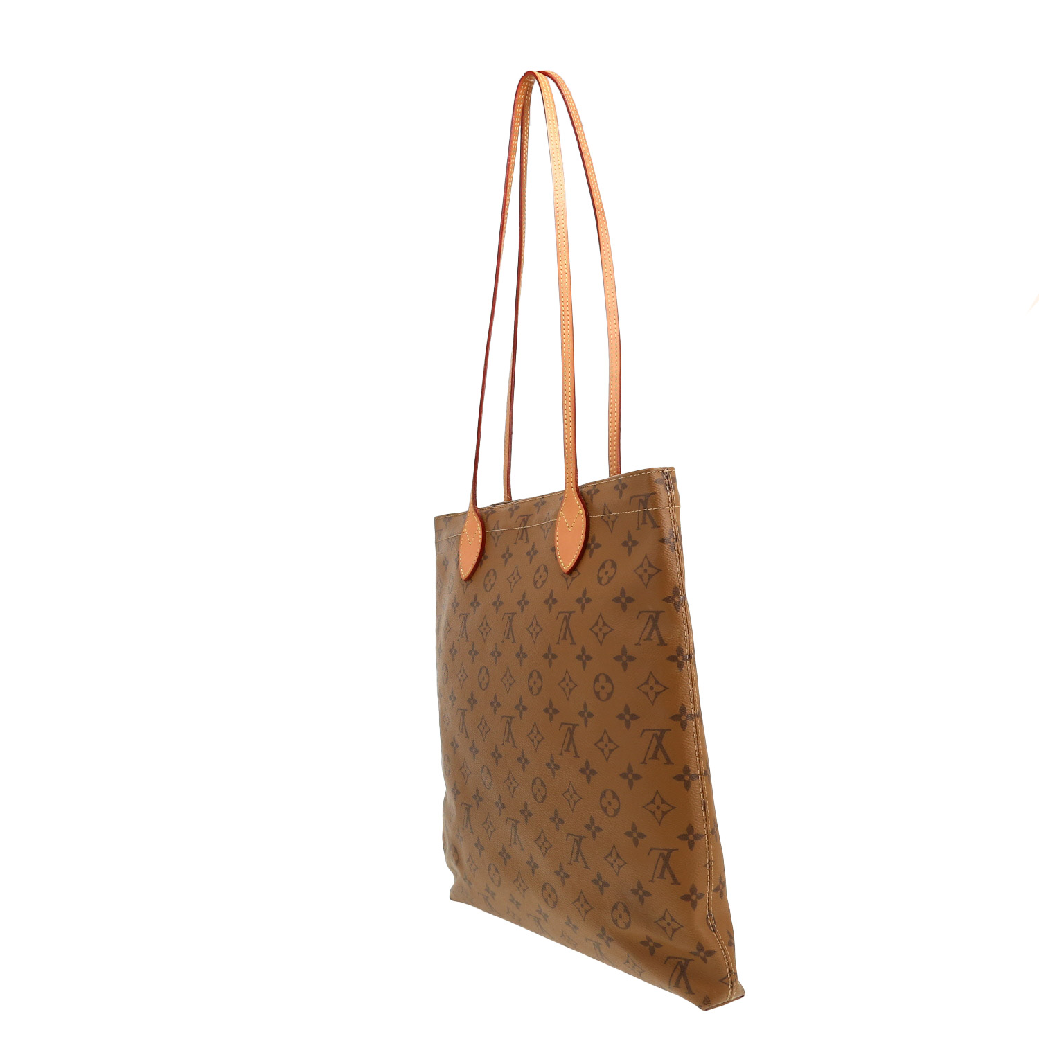 Sac cabas Louis Vuitton  Carry It en toile monogram marron et cuir naturel - Detail D5