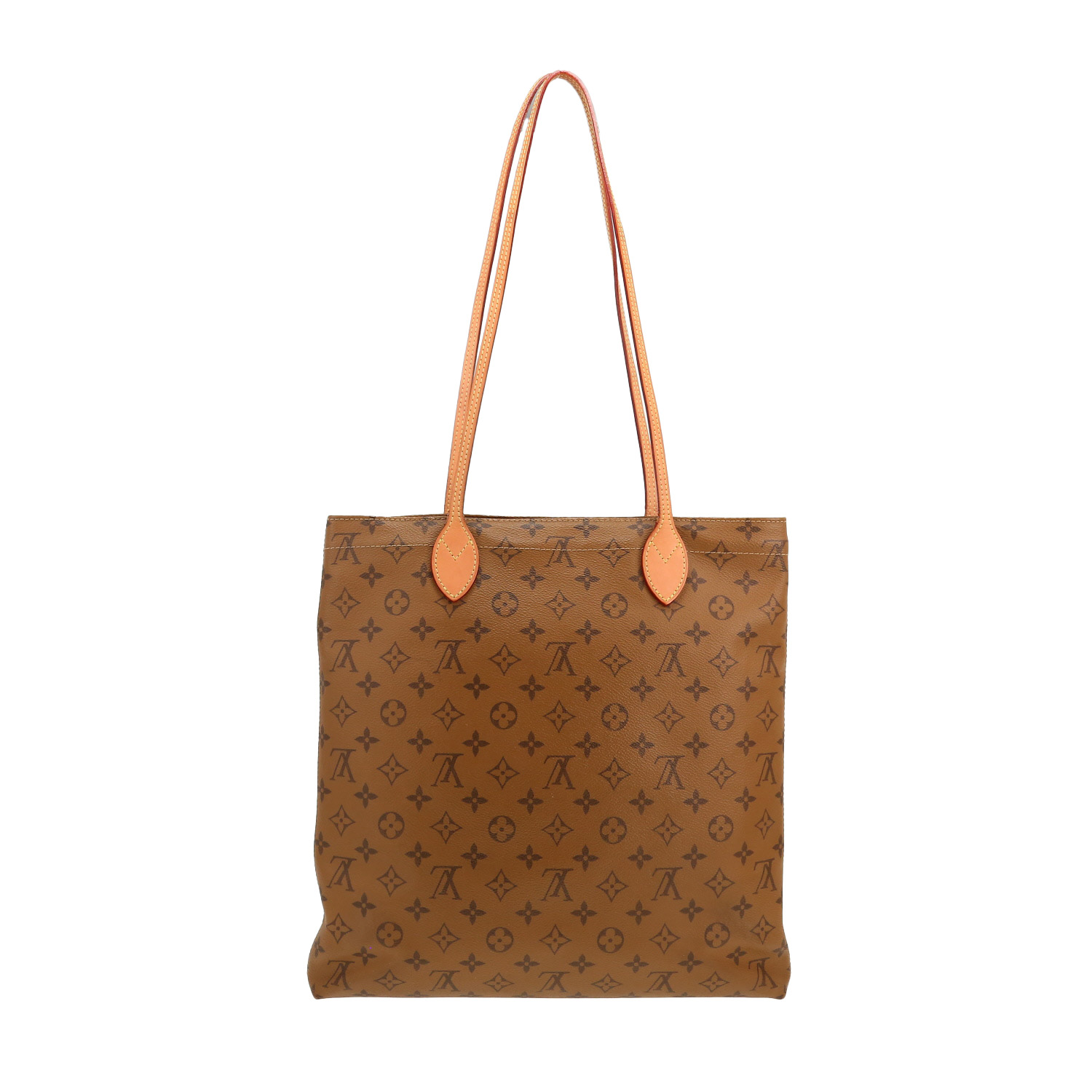 Louis Vuitton  Carry It shopping bag  in brown monogram canvas  and natural leather - Detail D6