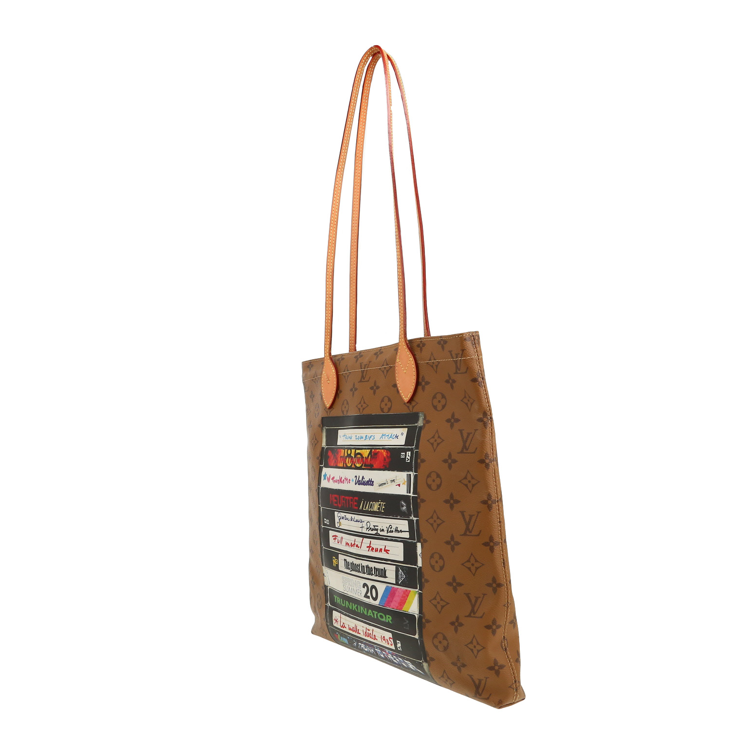 Louis Vuitton  Carry It shopping bag  in brown monogram canvas  and natural leather - Detail D8