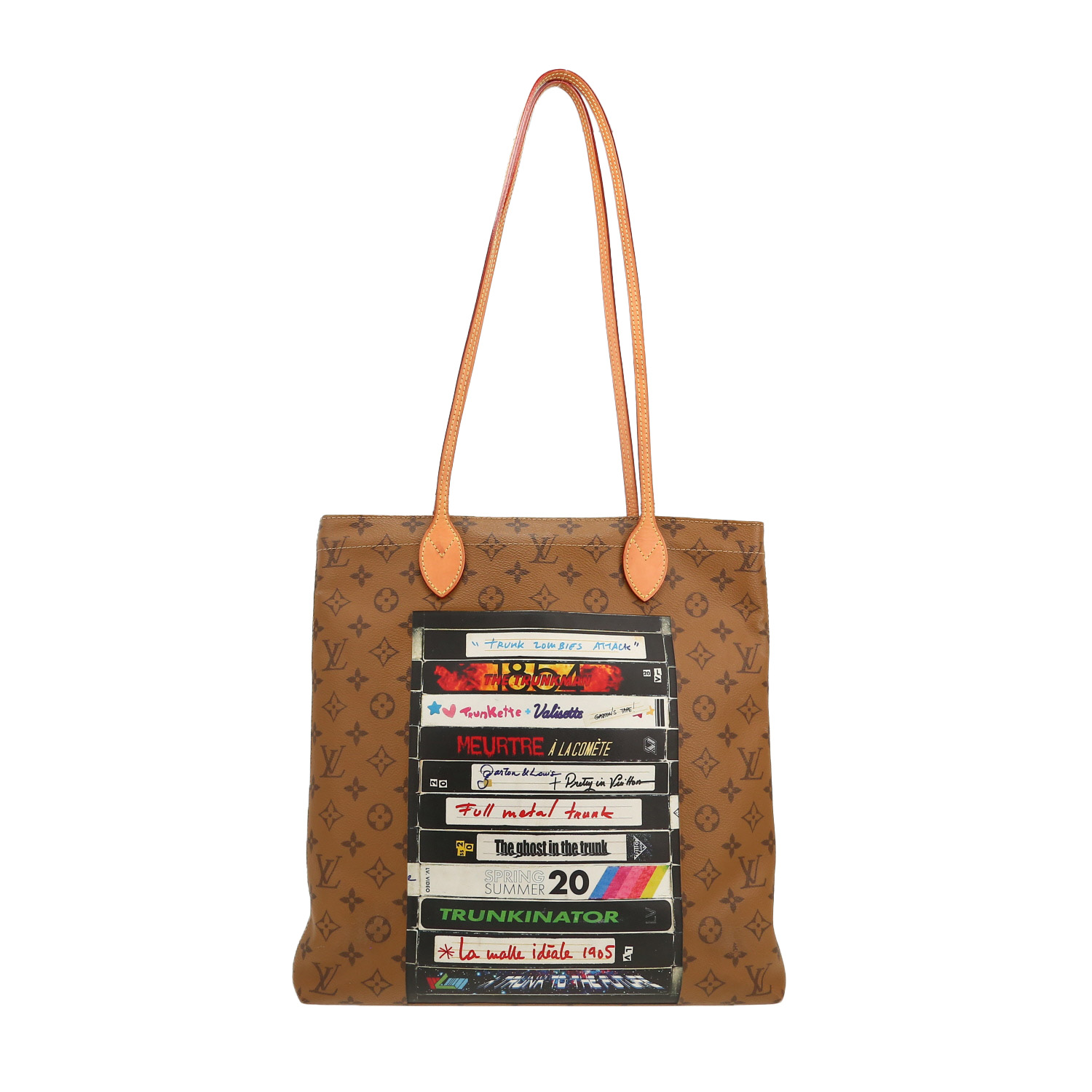 Sac cabas Louis Vuitton  Carry It en toile monogram marron et cuir naturel - Detail D9