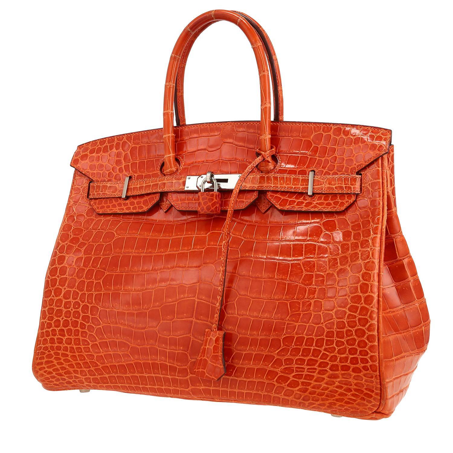 Borsa Hermès  Birkin 35 cm in coccodrillo marino arancione