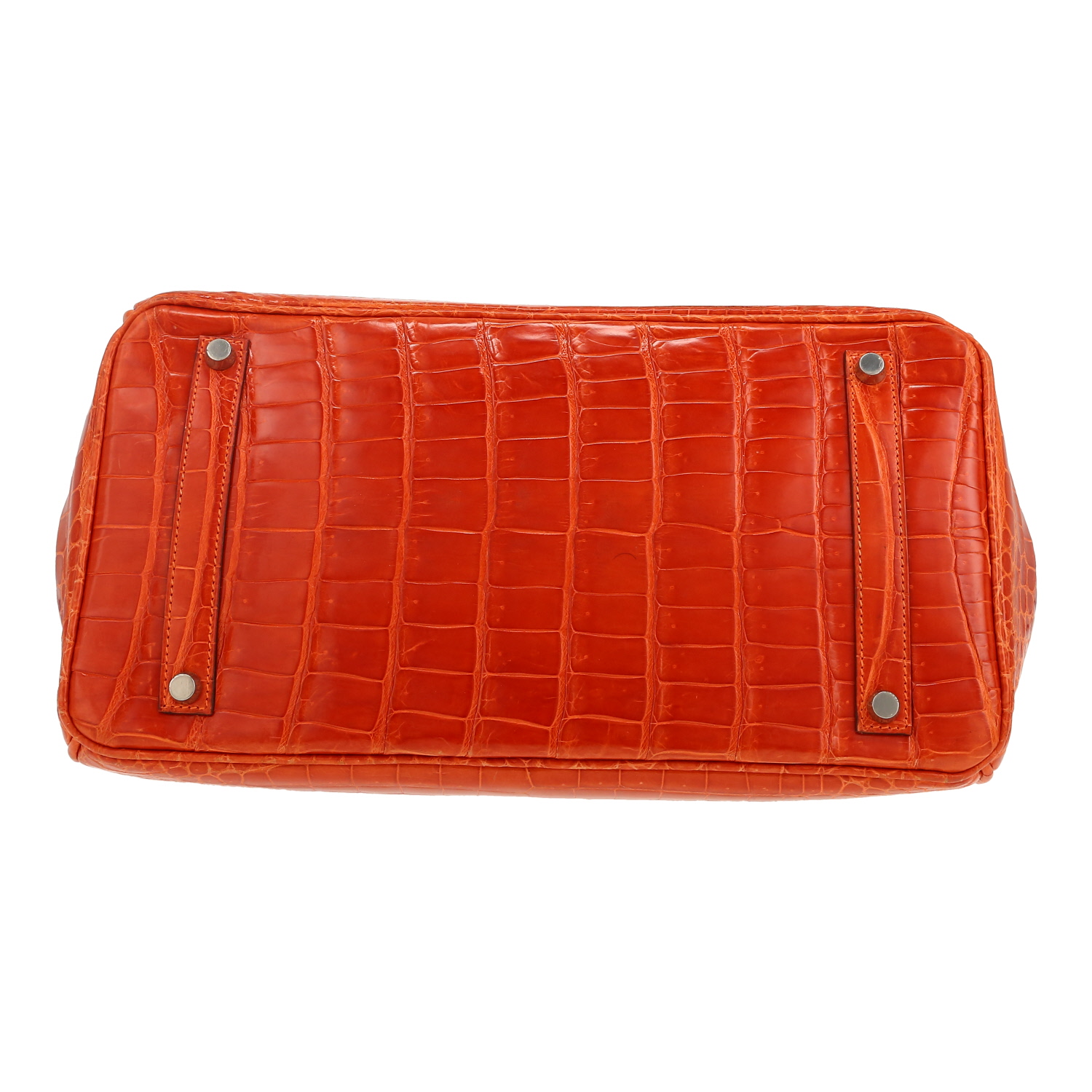Sac à main Hermès  Birkin 35 cm en crocodile porosus orange - Detail D1