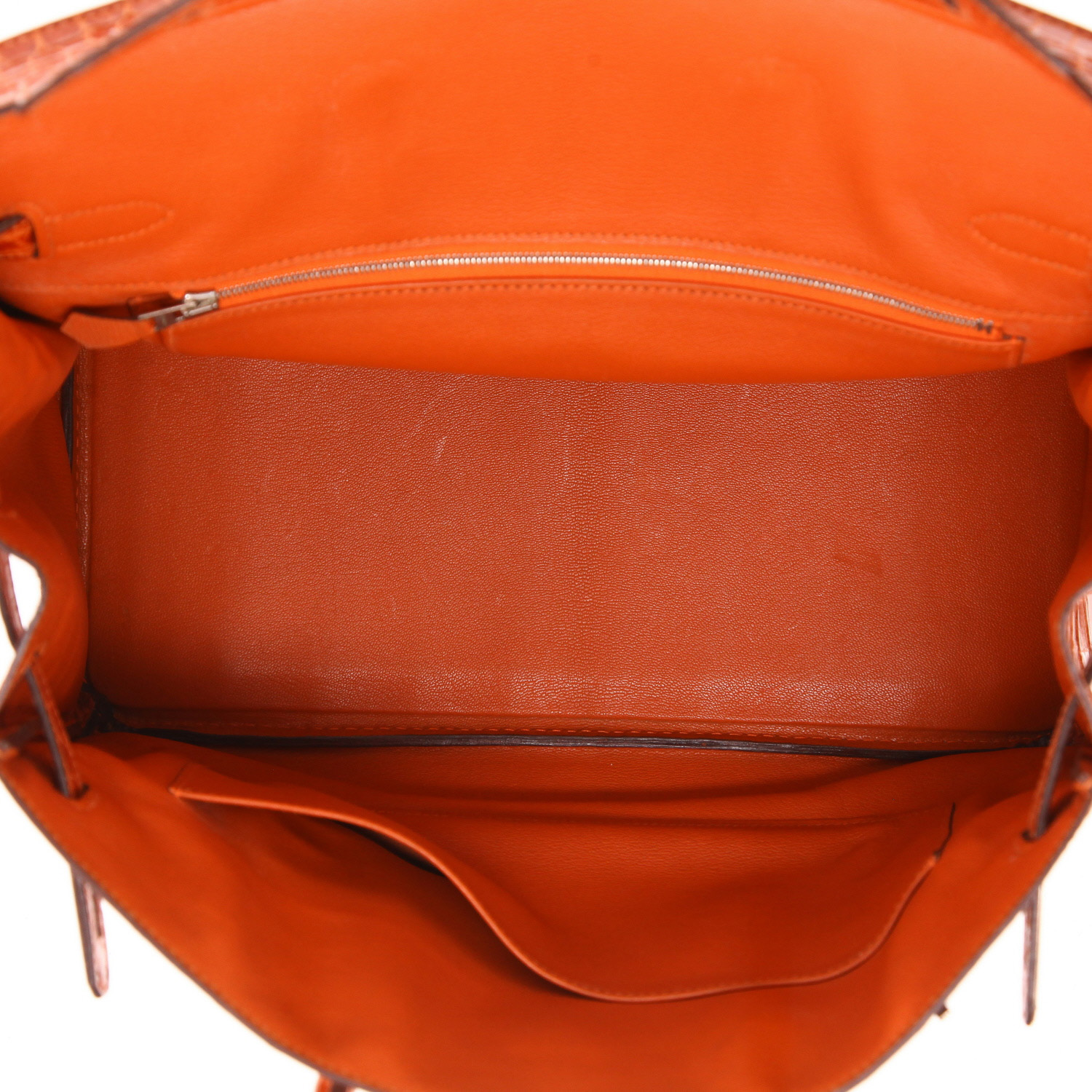 Hermès  Birkin 35 cm handbag  in orange porosus crocodile - Detail D3