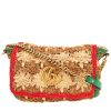 Sac bandoulière Gucci  GG Marmont en raffia beige vert et rouge - 00pp thumbnail