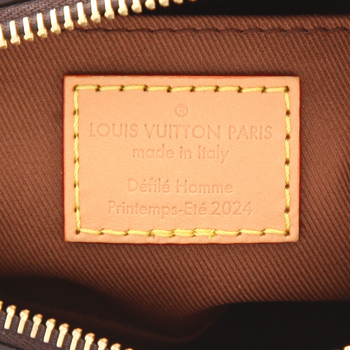 Louis Vuitton  Speedy handbag  in brown and blue damier canvas  and natural leather - Detail D2