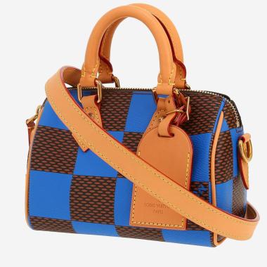 Louis Vuitton  Speedy handbag  in brown and blue damier canvas  and natural leather