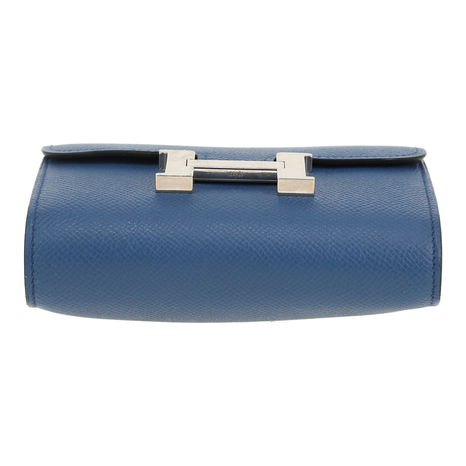 Porte-monnaie Hermès Constance Wallet en cuir epsom bleu - Detail D1