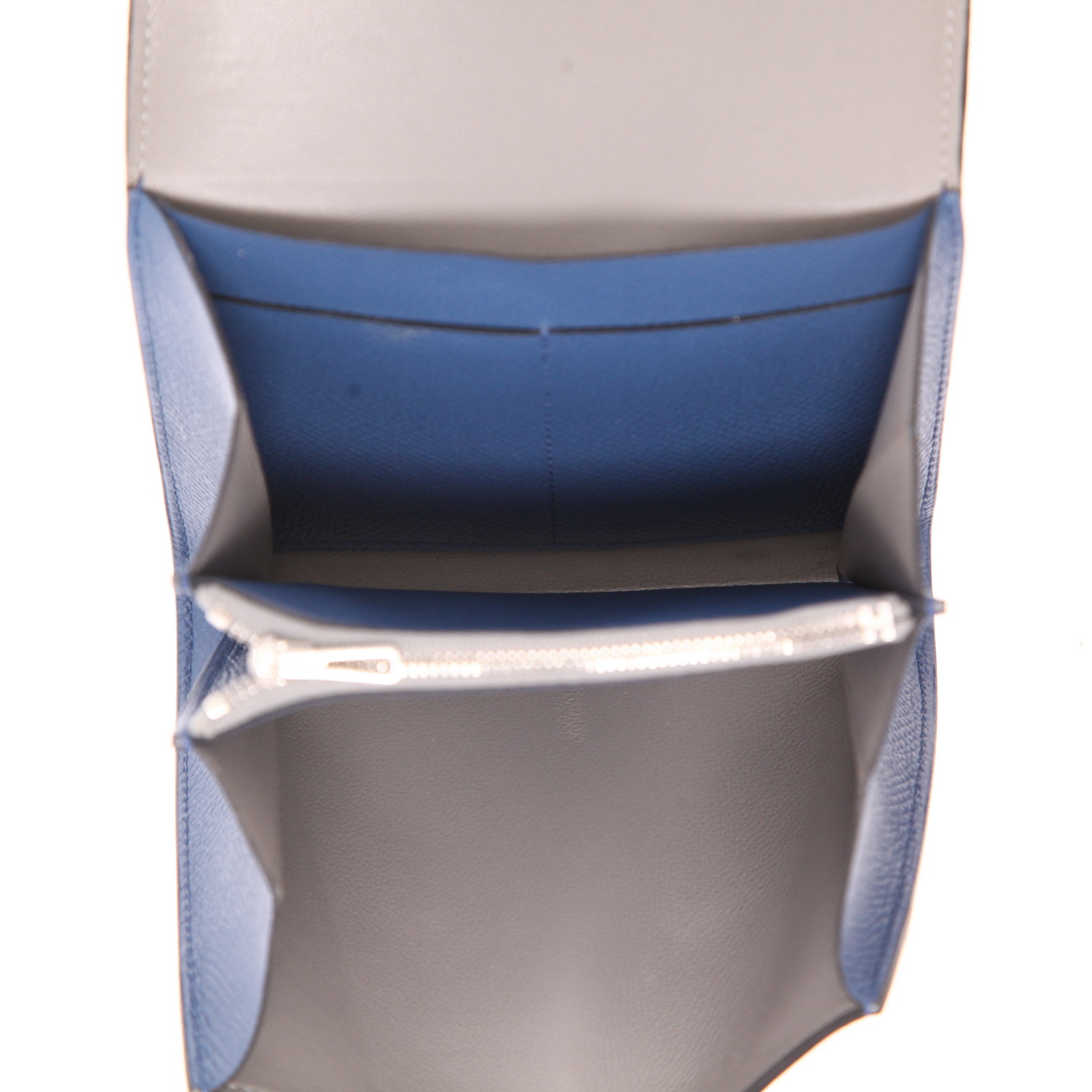 Monedero Hermès  Constance Wallet en cuero epsom azul - Detail D3