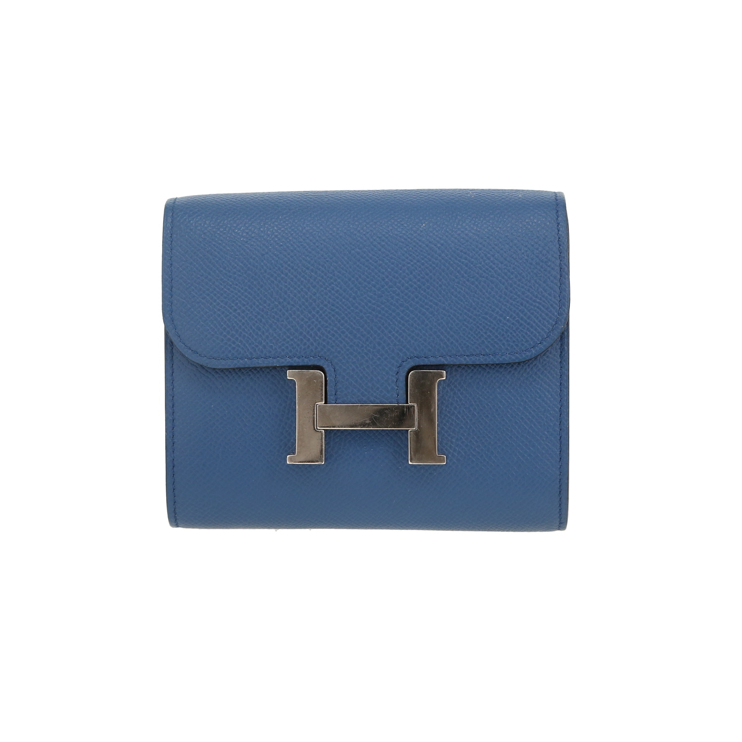 Porte-monnaie Hermès Constance Wallet en cuir epsom bleu - Detail D4