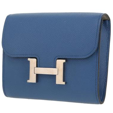 Porte-monnaie Hermès  Constance Wallet en cuir epsom bleu