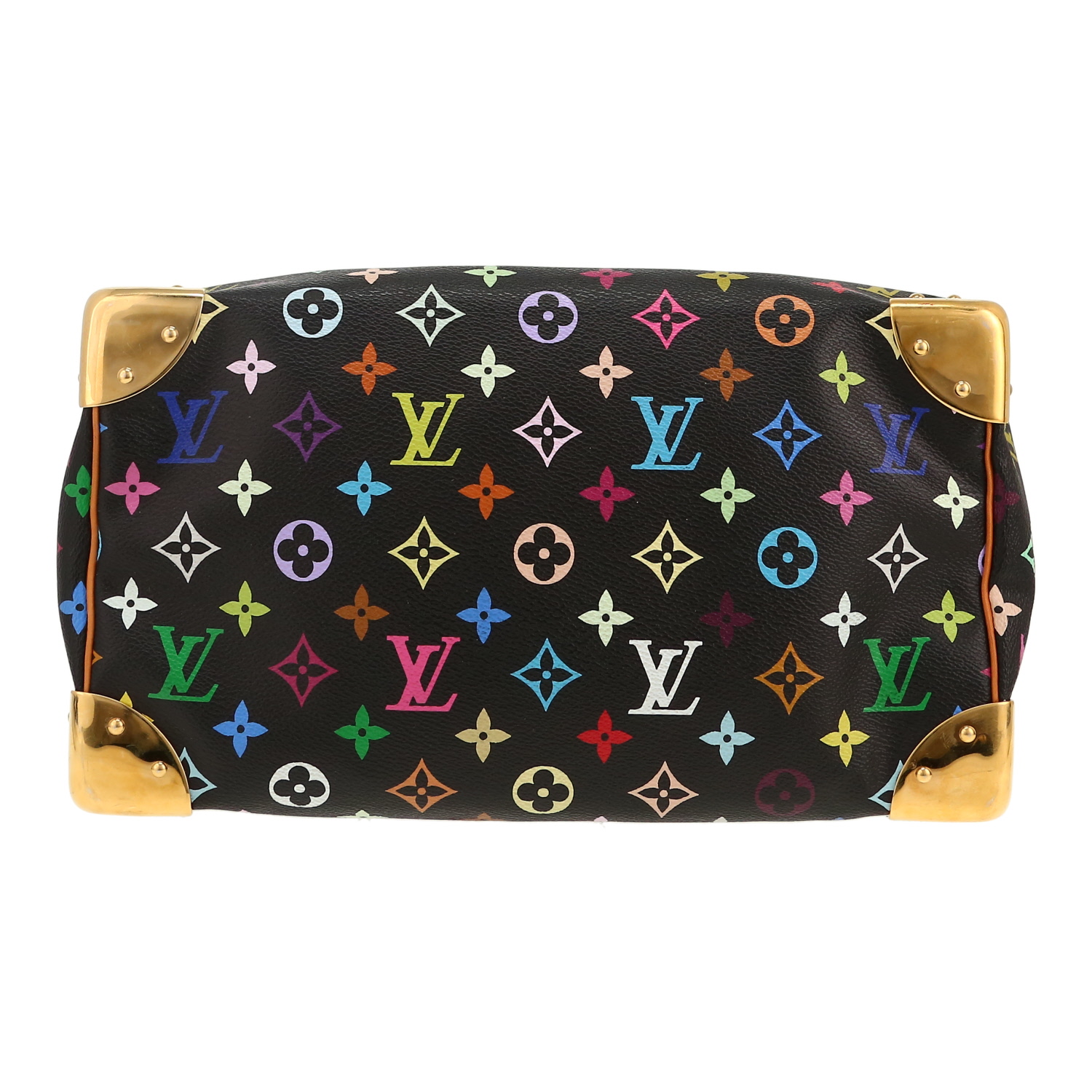 Borsa Louis Vuitton  Speedy Editions Limitées in tela monogram multicolore e nera e pelle naturale - Detail D1