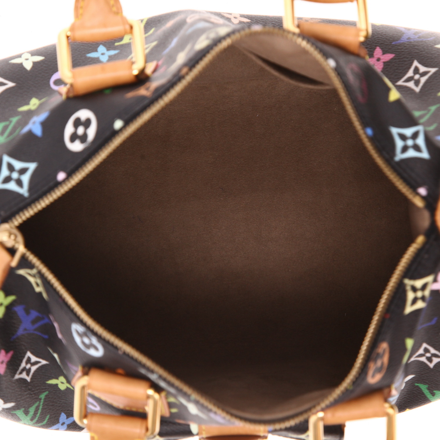 Louis Vuitton  Speedy Editions Limitées handbag  in multicolor and black monogram canvas  and natural leather - Detail D3