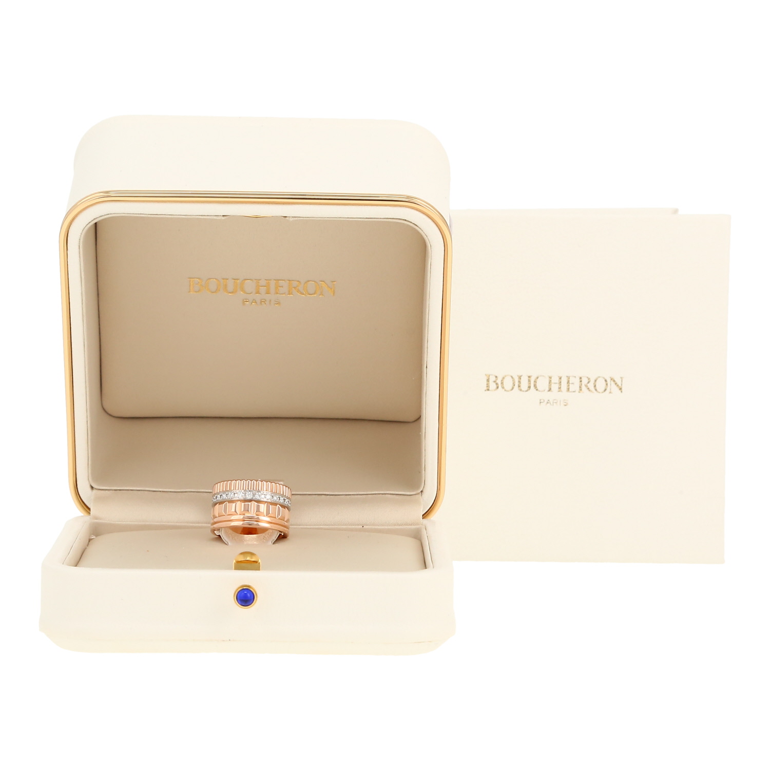 Sortija Boucheron Quatre Radiant Edition modelo grande de oro rosa y diamantes - Detail D2