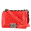 Borsa a tracolla Chanel  Boy piccola  in velluto trapuntato rosa - 00pp thumbnail