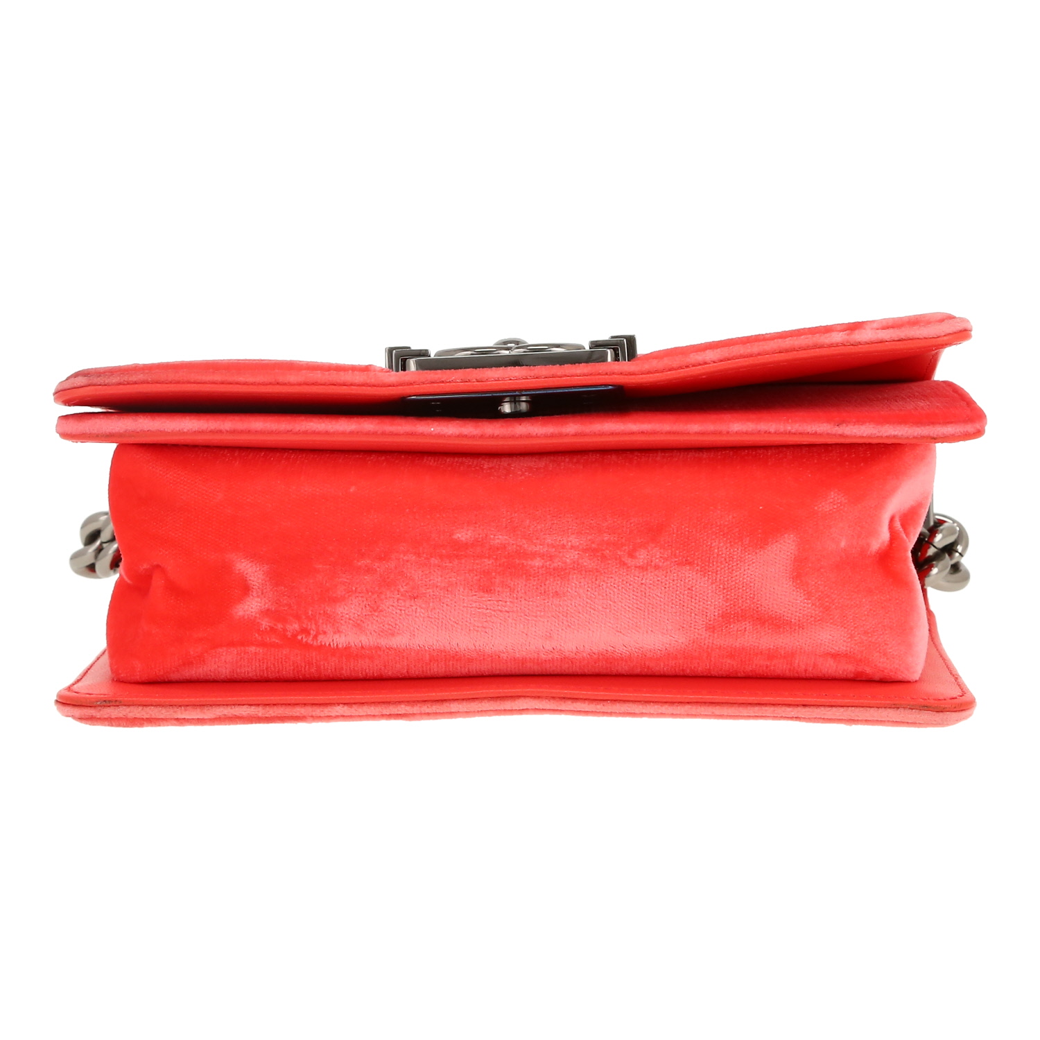 Borsa a tracolla Chanel  Boy piccola  in velluto trapuntato rosa - Detail D1