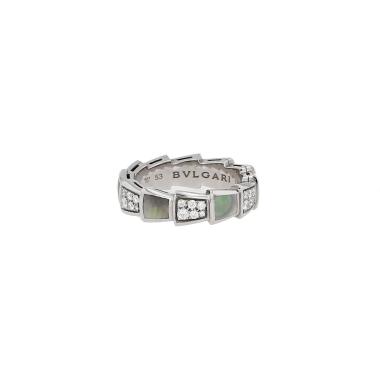 Anello Bulgari Serpenti Viper in oro bianco, madreperla e diamanti