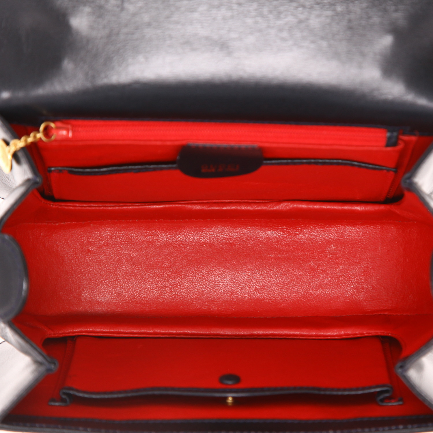 Bolso de mano Gucci  Bamboo en cuero azul marino y bambú - Detail D3