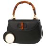 Gucci  Bamboo handbag  in navy blue leather  and bamboo - Detail D4 thumbnail