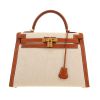 Sac à main Hermès  Kelly 32 cm en cuir Barénia gold et toile beige - 360 thumbnail