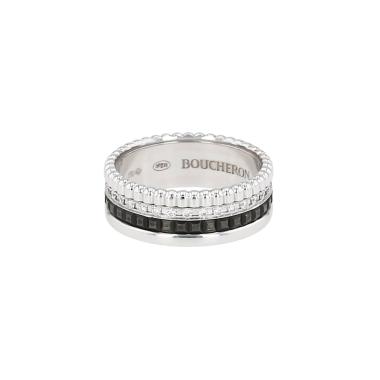 Boucheron Quatre Black Edition small model ring in white gold, diamonds and ceramic