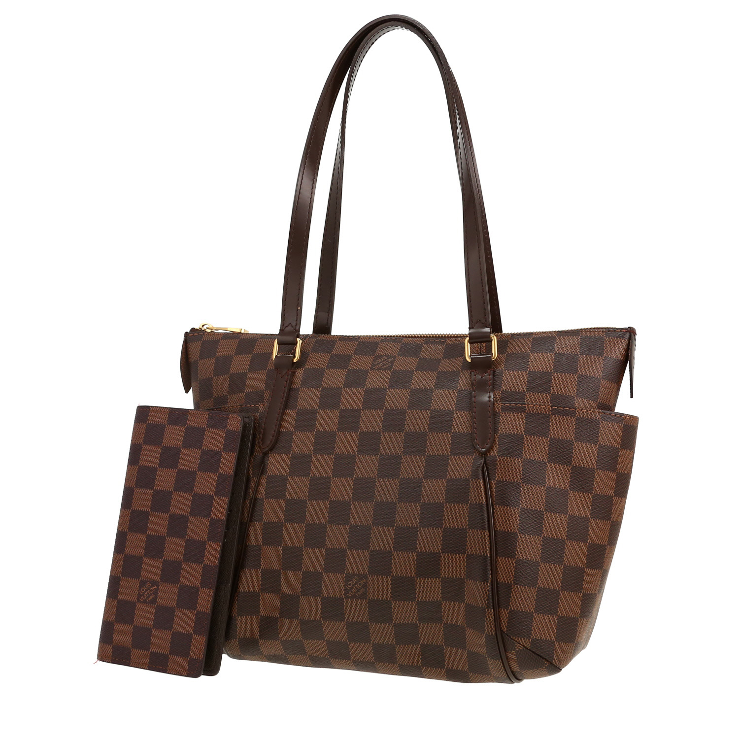 Borsa Louis Vuitton  Totally in tela a scacchi ebana e pelle marrone - Detail D4