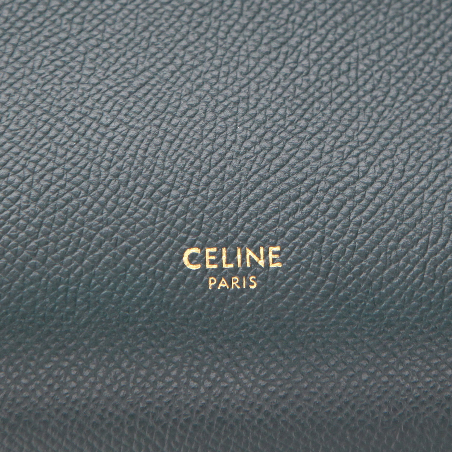 Bolso de mano Celine  Belt en cuero granulado verde - Detail D2