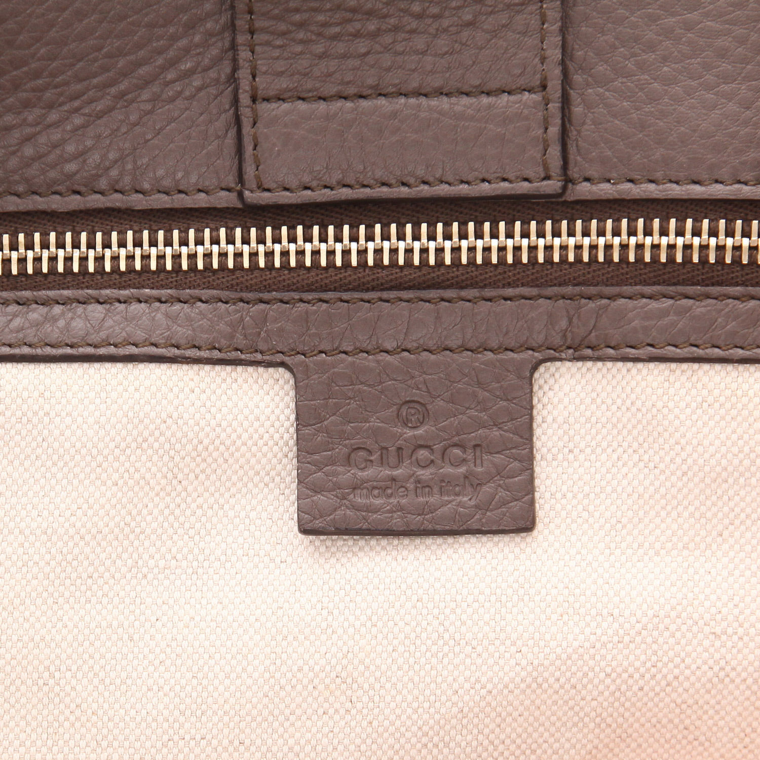 Sac à main Gucci  Bamboo en cuir grainé taupe et bambou - Detail D2