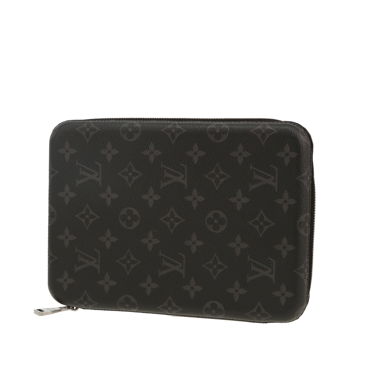 Louis Vuitton   pouch  in grey Graphite monogram canvas  and black leather - Detail D4