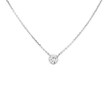 Collier solitaire en or blanc et diamant (0,70 carat)