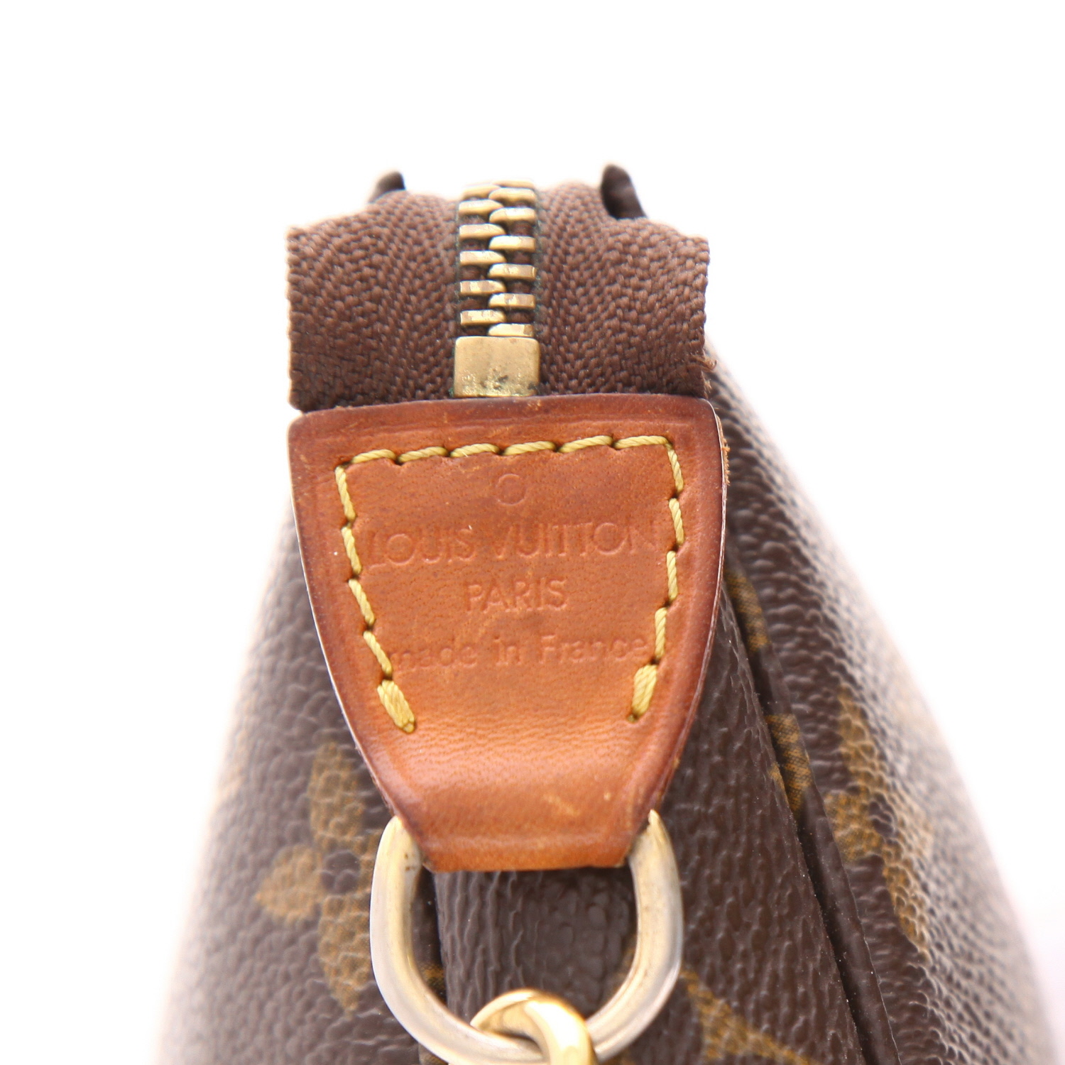 Sac/pochette Louis Vuitton  Pochette accessoires en toile monogram marron et cuir naturel - Detail D2