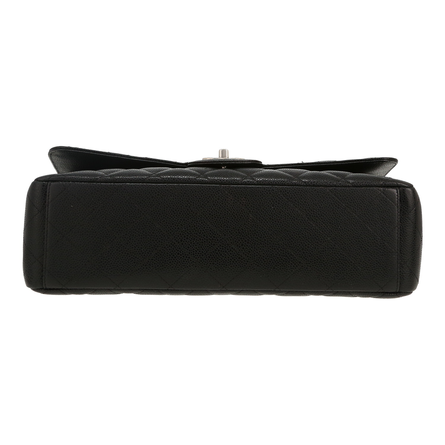 Chanel  Timeless Maxi Jumbo shoulder bag  in black quilted grained leather - Detail D1