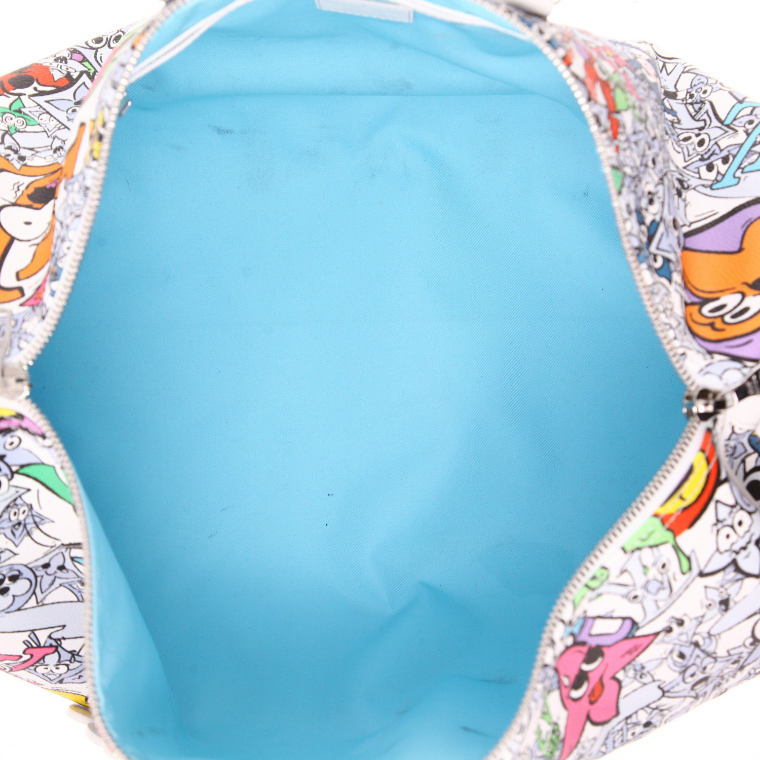 Sac de week end Louis Vuitton  Keepall Editions Limitées Comic en cuir blanc - Detail D3